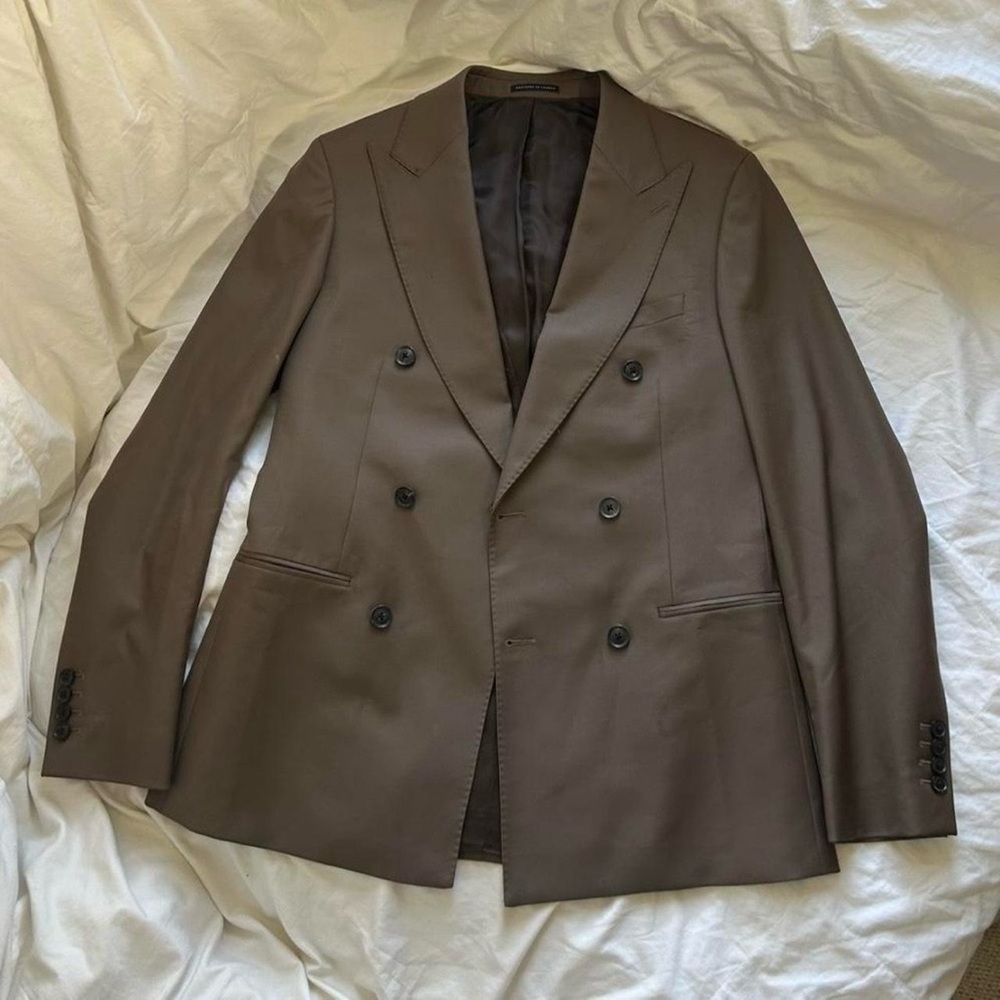 Reiss Dark Olive Double-Breasted Blazer